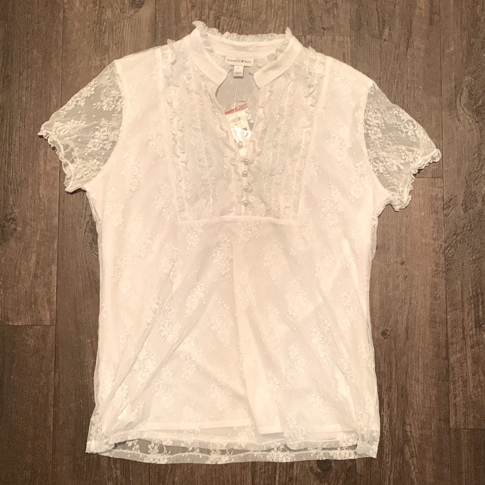 NEW Fashion Bug White Floral Blouse